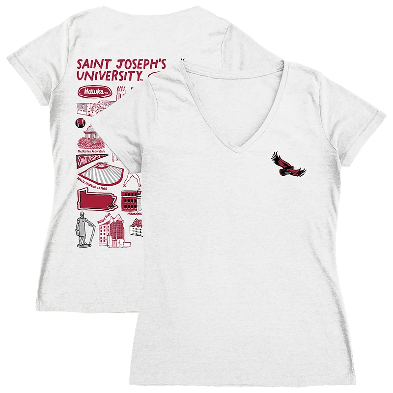 Women's Vive La Fete  White Saint Joseph's Hawks Impressions Artwork V-Neck T-Shirt