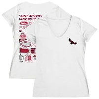 Women's Vive La Fete  White Saint Joseph's Hawks Impressions Artwork V-Neck T-Shirt