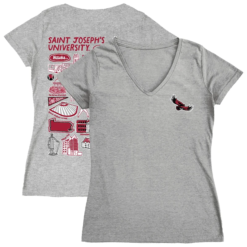 Women's Vive La Fete  Gray Saint Joseph's Hawks Impressions Artwork V-Neck T-Shirt