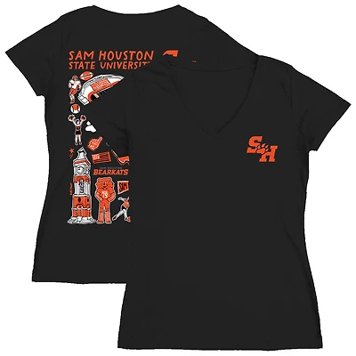 Women's Vive La Fete  Black Sam Houston State Bearkats Impressions Artwork V-Neck T-Shirt