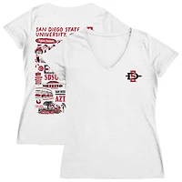 Women's Vive La Fete  White San Diego State Aztecs Impressions Artwork V-Neck T-Shirt