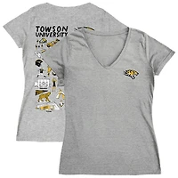 Women's Vive La Fete  Gray Towson Tigers Impressions Artwork V-Neck T-Shirt