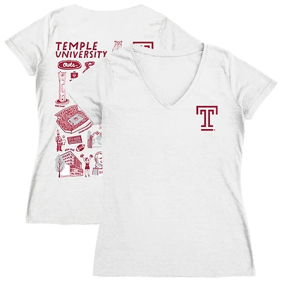 Women's Vive La Fete Temple Owls Impressions Artwork V-Neck T-Shirt