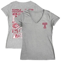 Women's Vive La Fete  Gray Temple Owls Impressions Artwork V-Neck T-Shirt