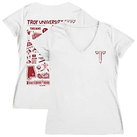 Women's Vive La Fete  White Troy University Trojans Impressions Artwork V-Neck T-Shirt
