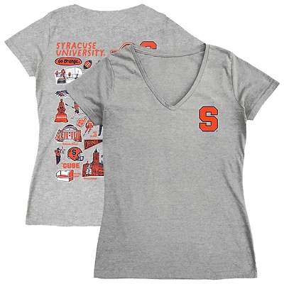 Women's Vive La Fete  Gray Syracuse Orange Impressions Artwork V-Neck T-Shirt