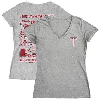 Women's Vive La Fete  Gray Troy University Trojans Impressions Artwork V-Neck T-Shirt