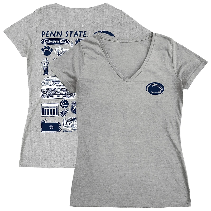 Women's Vive La Fete  Gray Penn State Nittany Lions Impressions Artwork V-Neck T-Shirt