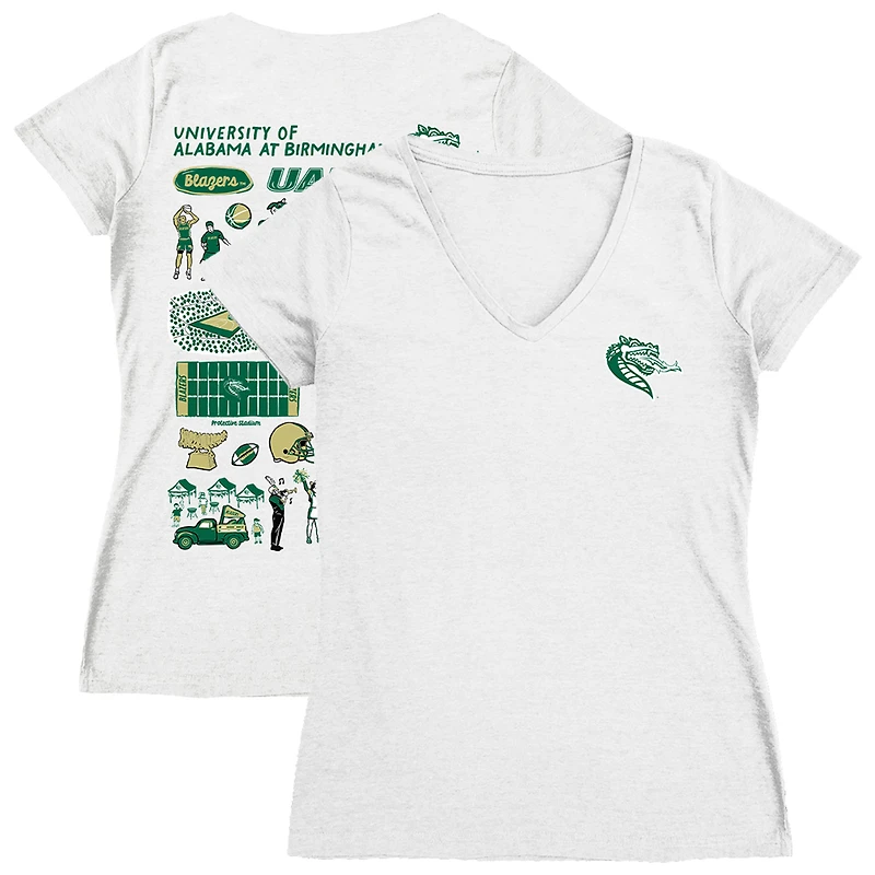Women's Vive La Fete  White UAB Blazers Impressions Artwork V-Neck T-Shirt