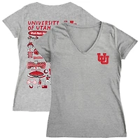 Women's Vive La Fete  Gray Utah Utes Impressions Artwork V-Neck T-Shirt
