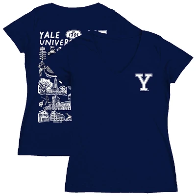 Women's Vive La Fete  Navy Yale Bulldogs Impressions Artwork V-Neck T-Shirt