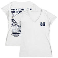 Women's Vive La Fete  White Utah State Aggies Impressions Artwork V-Neck T-Shirt