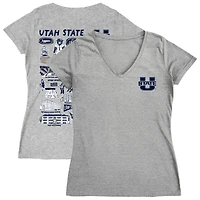Women's Vive La Fete  Gray Utah State Aggies Impressions Artwork V-Neck T-Shirt