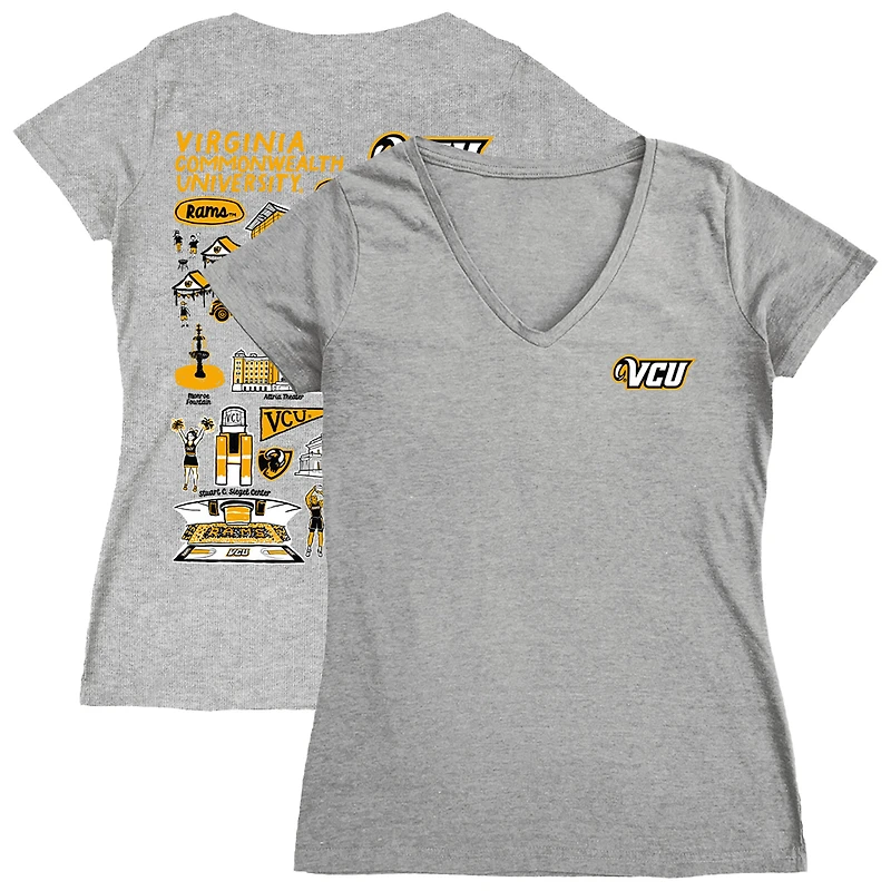 Women's Vive La Fete  Gray VCU Rams Impressions Artwork V-Neck T-Shirt