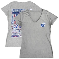 Women's Vive La Fete  Gray Kansas Jayhawks Impressions Artwork V-Neck T-Shirt