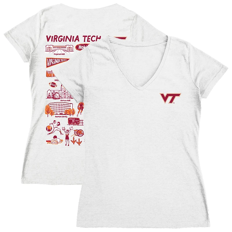 Women's Vive La Fete Virginia Tech Hokies Impressions Artwork V-Neck T-Shirt