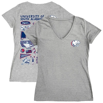 Women's Vive La Fete  Gray South Alabama Jaguars Impressions Artwork V-Neck T-Shirt
