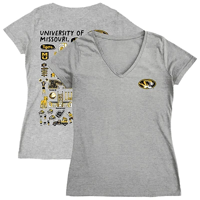 Women's Vive La Fete  Gray Missouri Tigers Impressions Artwork V-Neck T-Shirt