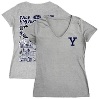 Women's Vive La Fete  Gray Yale Bulldogs Impressions Artwork V-Neck T-Shirt