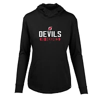 Women's Levelwear Jack Hughes Black New Jersey Devils Vivid Tracer Name & Number Pullover Hoodie