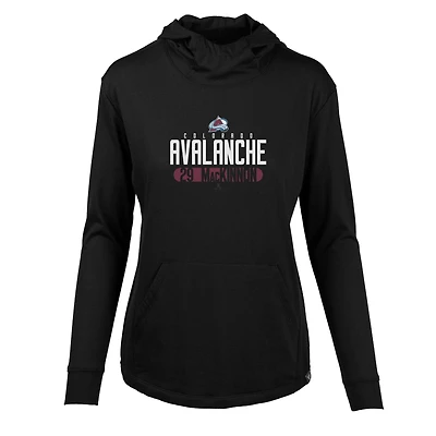 Women's Levelwear Nathan MacKinnon Black Colorado Avalanche Vivid Tracer Name & Number Pullover Hoodie