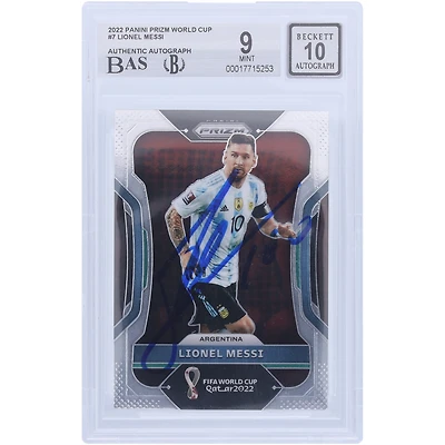 Lionel Messi Argentina National Team Autographed 2022 Panini Prizm World Cup Qatar #7 BAS Authenticated 9/10 Card