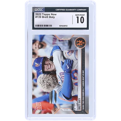 Brett Baty New York Mets 2022 Topps Now Slugs Two-Run Homer In 1st Career MLB At-Bat #729 CGC Authenticated Rookie Card