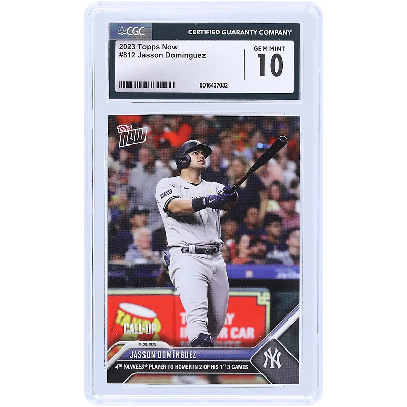 Jasson Dominguez New York Yankees 2023 Topps Now 4th Yankees Player To Homer In 2 Of His 1st 3 Games #812 CGC Authenticated 10 Rookie Card