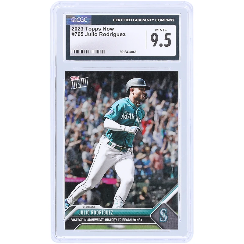 Julio Rodriguez Seattle Mariners 2023 Topps Now Fastest In Mariners History To Reach 50 HRs #765 CGC Authenticated 9.5 Card