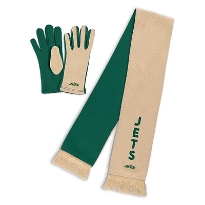 Women's WEAR by Erin Andrews New York Jets Tonal Microcheck Scarf & Glove Set