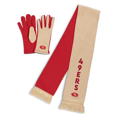 Women's WEAR by Erin Andrews San Francisco 49ers Tonal Microcheck Scarf & Glove Set