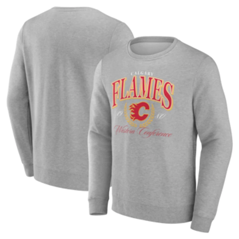 Men's  Gray Calgary Flames Reign Supreme Pullover Sweatshirt