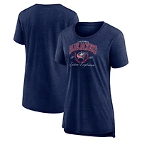 Women's Navy Columbus Blue Jackets Reign Supreme Tri-Blend T-Shirt