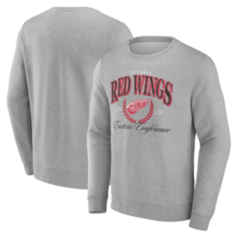 Men's  Gray Detroit Red Wings Reign Supreme Pullover Sweatshirt