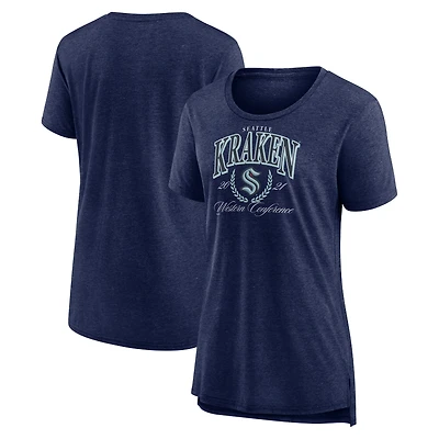 Women's Deep Sea Blue Seattle Kraken Reign Supreme Tri-Blend T-Shirt