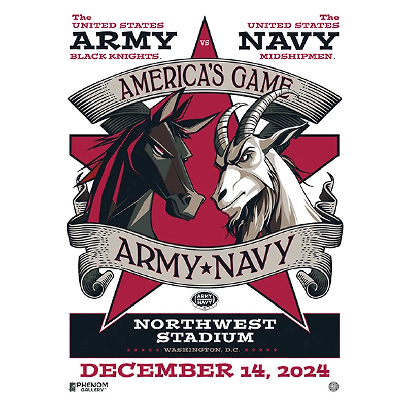 Phenom Gallery Army Black Knights vs. Navy Midshipmen 2024 18" x 24" Serigraph - Art by Russell Walks