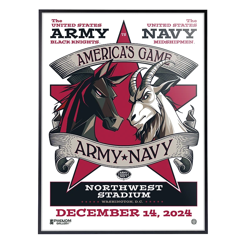Phenom Gallery Army Black Knights vs. Navy Midshipmen 2024 18" x 24" Deluxe Framed Serigraph - Art by Russell Walks