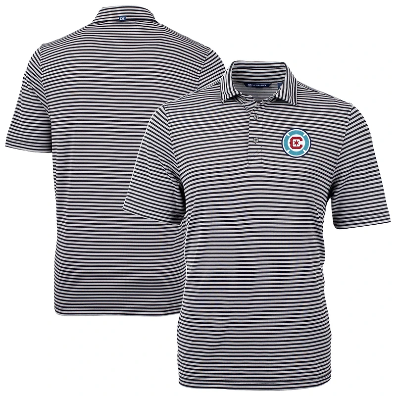 Men's Cutter & Buck Chicago Fire Big Tall Virtue Eco Pique Stripe Recycled Polo