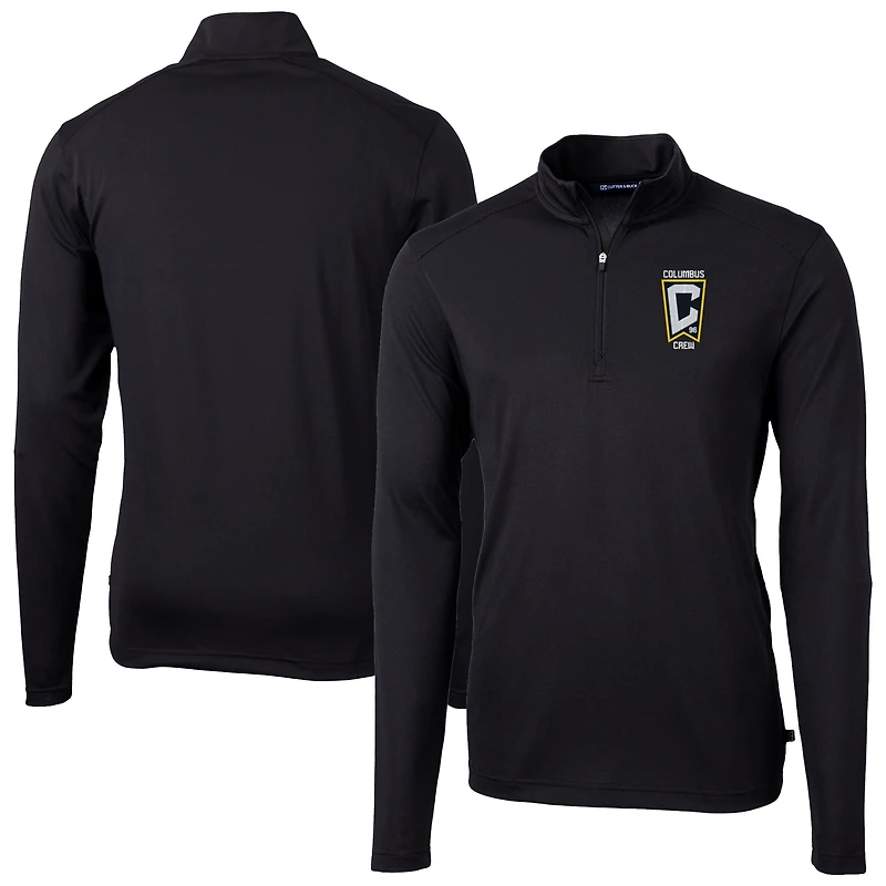 Men's Cutter & Buck Black Columbus Crew Big & Tall Virtue Eco Pique Recycled Quarter-Zip Pullover Top