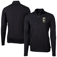 Men's Cutter & Buck  Black Columbus Crew Big & Tall Virtue Eco Pique Recycled Quarter-Zip Pullover Top