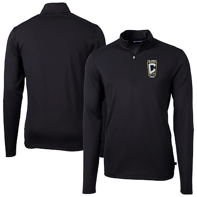 Men's Cutter & Buck Black Columbus Crew Big & Tall Virtue Eco Pique Recycled Quarter-Zip Pullover Top