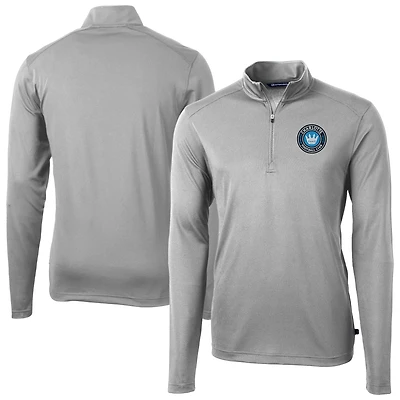 Men's Cutter & Buck Charlotte FC Big Tall Virtue Eco Pique Recycled Quarter-Zip Pullover Top