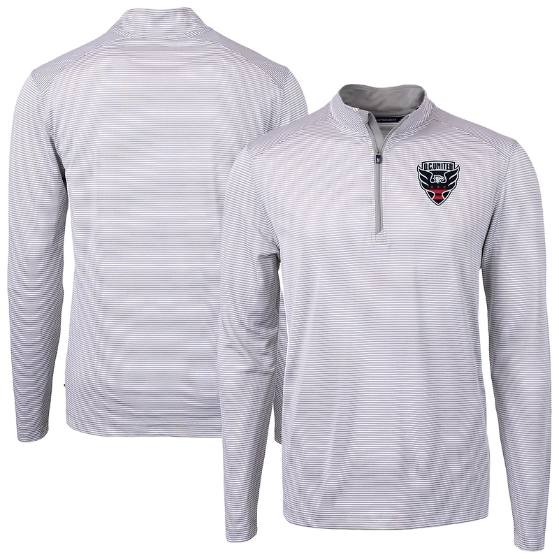Men's Cutter & Buck D.C. United Big Tall Virtue Eco Pique Micro Stripe Recycled Quarter-Zip