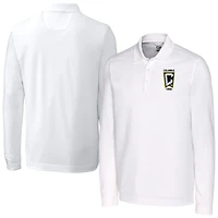Men's Cutter & Buck  White Columbus Crew Big Tall Advantage Eco Tri-Blend Pique Long Sleeve Polo