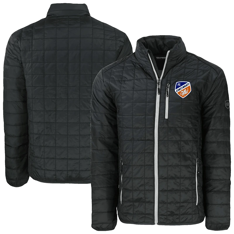 Men's Cutter & Buck  Black FC Cincinnati Big & Tall Rainier PrimaLoft Eco Insulated Full-Zip Puffer Jacket