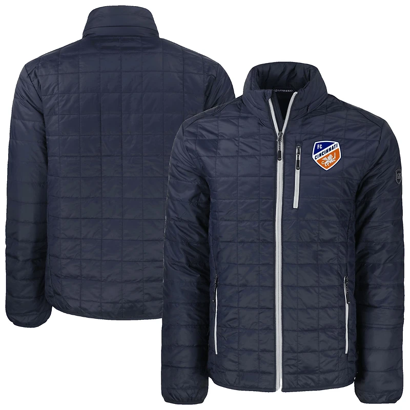 Men's Cutter & Buck Navy FC Cincinnati Big & Tall Rainier PrimaLoft Eco Insulated Full-Zip Puffer Jacket