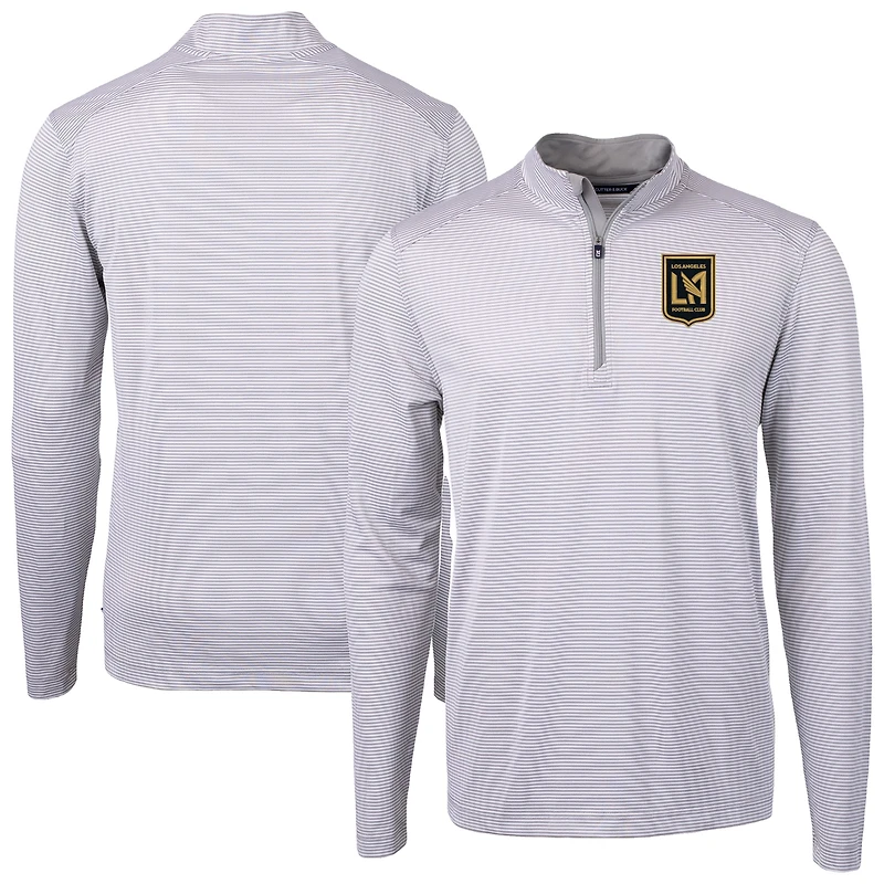 Men's Cutter & Buck  Gray LAFC Big Tall Virtue Eco Pique Micro Stripe Recycled Quarter-Zip