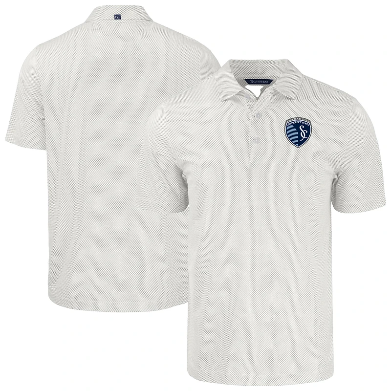 Men's Cutter & Buck  White Sporting Kansas City Big Tall Pike Eco Symmetry Print Stretch Recycled Polo
