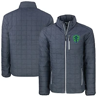 Men's Cutter & Buck  Anthracite Seattle Sounders FC Big & Tall Rainier PrimaLoft Eco Insulated Full-Zip Puffer Jacket