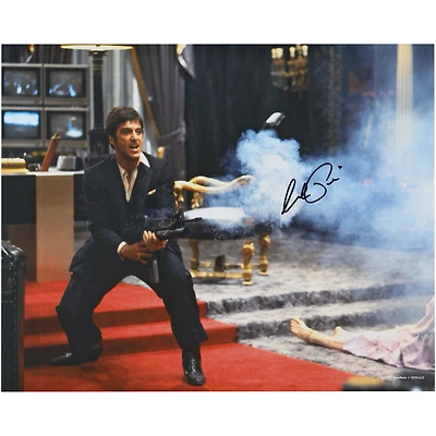 Al Pacino Scarface Autographed 16" x 20" Shooting With Smoke Photograph